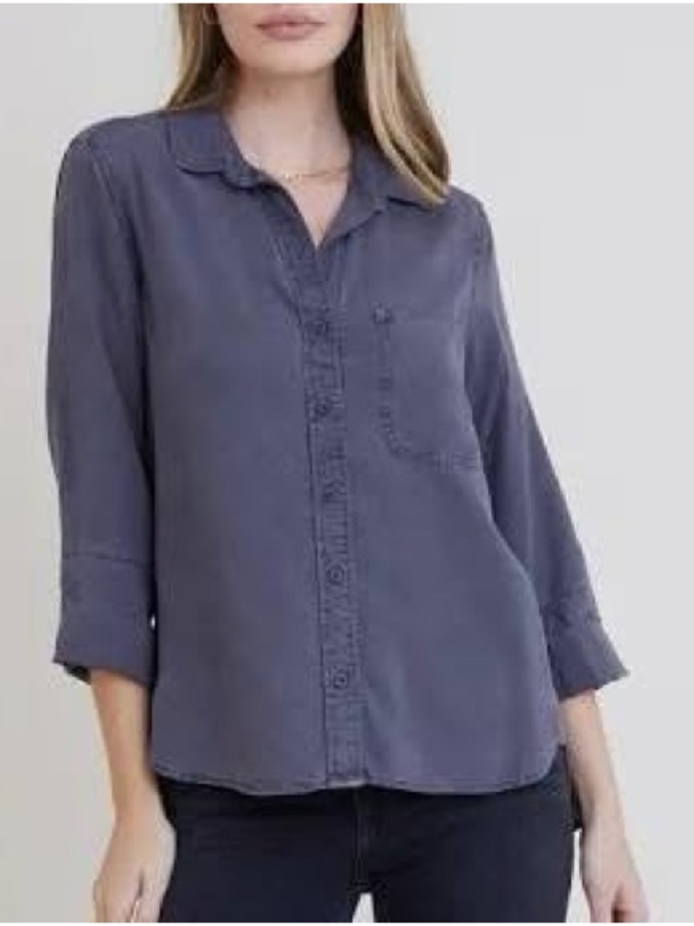 Bella Dahl Washed Button-Down Shirt in Slate Blue